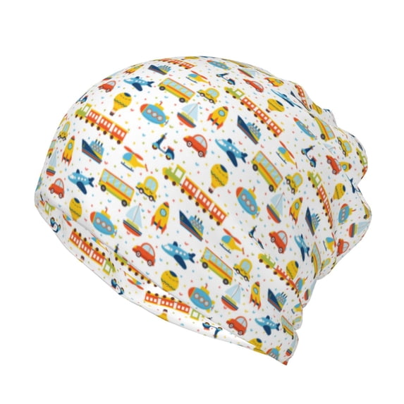 Yiaed Cartoon Transport Print Multifunction Beanie Hats for Women Men Slouchy Knit Beanie Hat Winter Hat Scarf Stretch Skull Cap