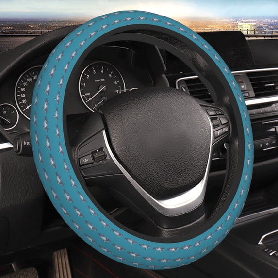 Yiaed Cartoon Whale Steering Wheel Cover,Universal 15 Inch Anti Slip Steering Wheel Protector Car Accessories Interior for Auto Truck SUV
