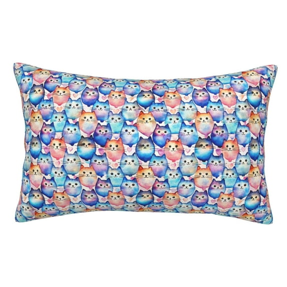 Yiaed Cartoon colorful cute cat Print Brushed Microfiber Envelope Pillowcases, Standard,Envelope Closure Pillow Cases(No pillow core)-14"x20"