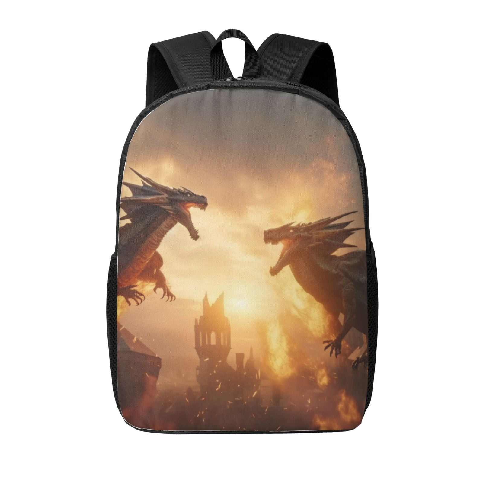 Yiaed Castle Cool Fire Dragon Print Travel Laptop Backpack, 17 Inch Extra Large School Backpacks