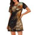 thumbnail image 1 of Yiaed Cat Fish Dance Vintage Print Women's Loose-Fit Short Sleeve Nightgown, Soft and Comfortable Sleep Dress for Relaxation and Sleepwear, 1 of 6