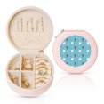 thumbnail image 1 of Yiaed Cat Fish Print Travel Jewelry Case Bridesmaid Gift Boxes Jewelry Travel Organizer Small Round Jewelry Box Mini Storage-Pink, 1 of 7