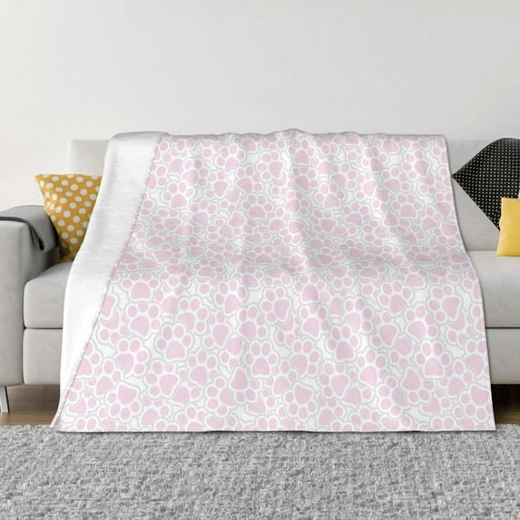 Yiaed Cat Paw Print Blanket Throw Blanket Soft Cozy Flannel Blanket for Home Bed Sofa Couch Chair-60"x50"