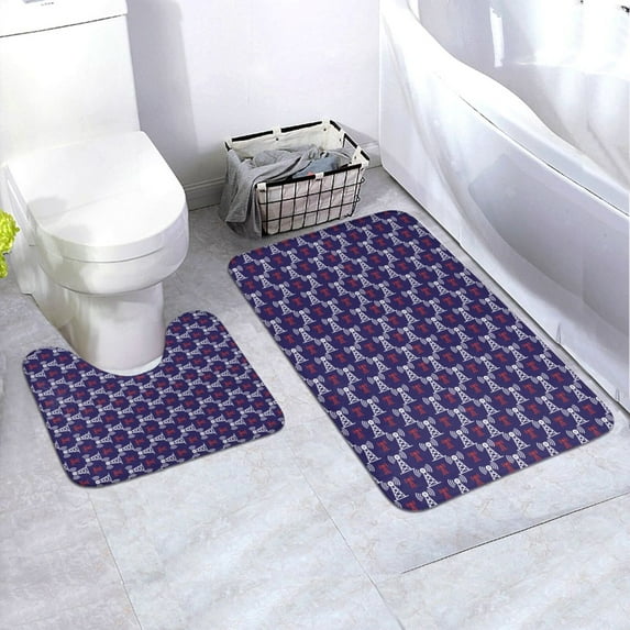 Yiaed Cell Tower Print Bathroom Mat Set 2 Pieces Mat Anti-Skid Pad Ultra Soft and Absorbent Bathroom Bath Mat Contour Bath Rugs for Toilet Base