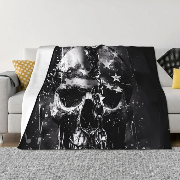 Yiaed Chained Skull Artwork Print Blanket Throw Blanket Soft Cozy Flannel Blanket for Home Bed Sofa Couch Chair-50"x40"