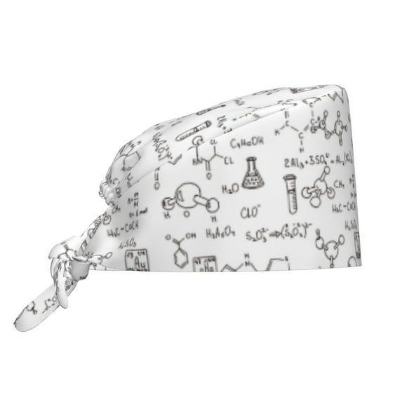 Yiaed Chemical Formulas Print Turban Hat for Women Men Comfortable Adjustable Cleaning Working Cap with Sweatband