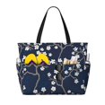 thumbnail image 1 of Yiaed Cherry Blossoms on Navy Background Print Large Capacity Beach Travel Bag - Waterproof Zipper Vacation Tote for Sandproof Storage, and Camping, 1 of 5