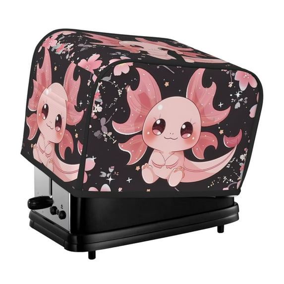Yiaed Chibi Axolotl Sakura Fantasy Print Two Slice Bread Machine Cover, Universal Size Kitchen Appliance Cover for Bread Machine,Bread Machine Cover