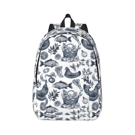 Yiaed Chicken And Fish Print Backpack, Premium Laptop Backpack, Travel Backpack for Women, Lightweight Backpacks, Comfortable Back Pack-Small