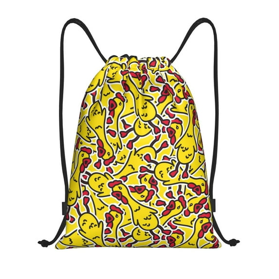 Yiaed Chicken Cartoon Print Drawstring Bags Drawstring Backpack Bulk String Back Pack Gym Sport Bag-Small