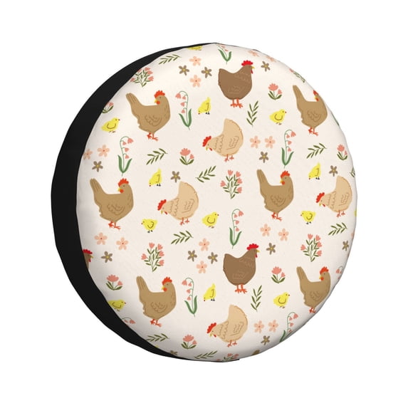 Yiaed Chicken Family Print Tire Wheel Cover, Waterproof Spare Tire Cover Fit for Jeep, Truck,Trailer, RV, SUV, Camper and Most Vehicle-17 inch