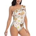 thumbnail image 1 of Yiaed Chicken Family Print Women One Piece Swimsuits Tummy Control One Shoulder Bathing Suits Pattern Ruffle Swimwear-Medium, 1 of 8