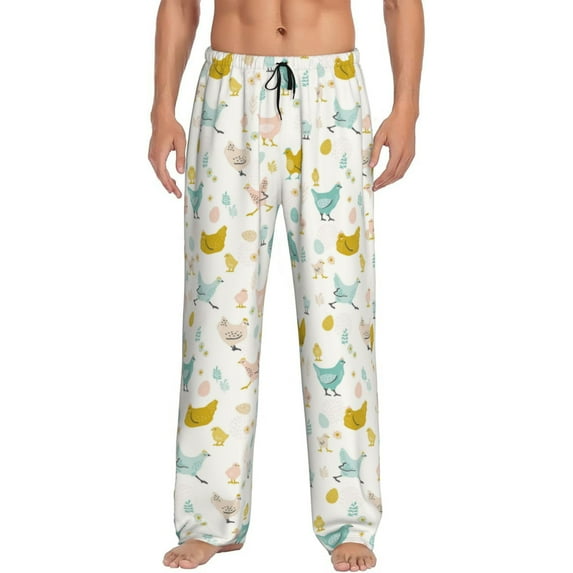 Yiaed Chicken Print Men's Lounge Pants, Loose PJ Bottoms, Long Pajama Pants for Men-Large