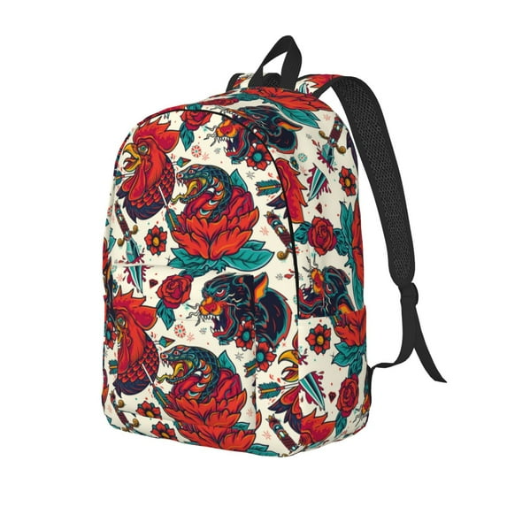 Yiaed Chicken Print Print Laptop Backpack Travel Canvas Backpack Vintage Aesthetic Backpack for School Knapsack Backpack Backpack for School-