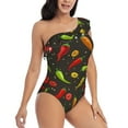 thumbnail image 1 of Yiaed Chili2 Print Women One Piece Swimsuits Tummy Control One Shoulder Bathing Suits Pattern Ruffle Swimwear-Medium, 1 of 8