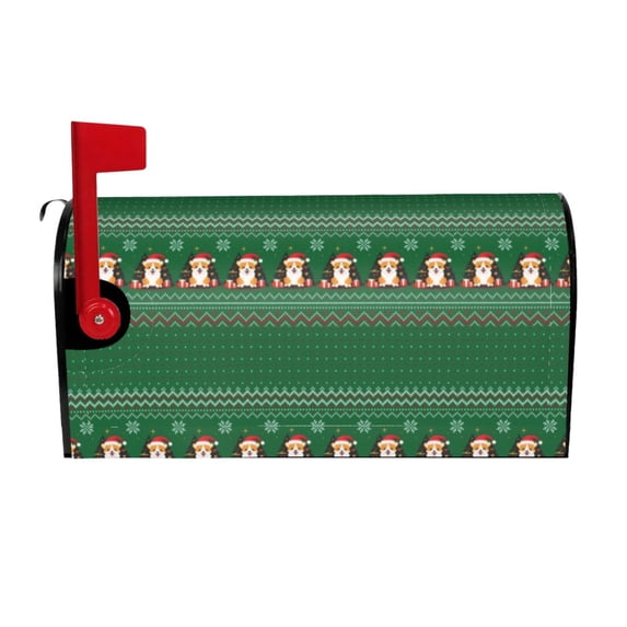 Yiaed Christmas Corgis Print Mailbox Covers, Magnetic Mailbox Cover, Mail Box Covers for Garden Outdoor Decor Box Covers-25.5x21 in