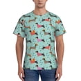 thumbnail image 1 of Yiaed Christmas Dachshund Print Mens Short Sleeve Tight Fit T-Shirt, Crewneck Casual Tee-Large, 1 of 5