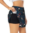 thumbnail image 1 of Yiaed Christmas Dachshund Print Women's Running Shorts with Liner 3 Zipper Pockets Elastic Workout Athletic Gym Yoga Shorts-Large, 1 of 7