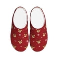 thumbnail image 1 of Yiaed Reindeer Faces Festive Red Print Slippers Fuzzy Warm Cozy Slippers Non Slip House Slippers For Indoor Outdoor Slippers House Slippers-11, 1 of 7