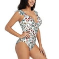 thumbnail image 1 of Yiaed Christmas Elements Print Women's Ruffled One Piece Swimsuit V Neck Swimwear Slimming Monokini for Woman-Large, 1 of 8