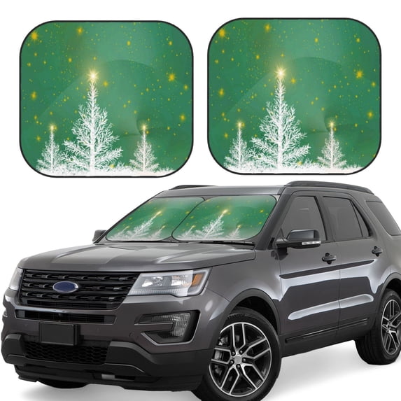 Yiaed Christmas Green Print Car Front Windshield Sun Shade,Foldable Anti-UV Car Sunshade for Front Window for Most Vehicles-Large