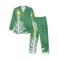 thumbnail image 1 of Yiaed Christmas Green Print Men’s Pajamas Set - Long Sleeve Button Down Sleep Shirt and Pajama Bottoms Sleepwear Set Mens Pjs Sets Men's Pajama Bottoms-Large, 1 of 7