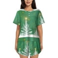 thumbnail image 1 of Yiaed Christmas Green Print Short Sleeve Pajama Sets for Women Casual Crew Neck 2 Piece Lounge Sets Women's Short-Sleeved Pajama-Large, 1 of 5