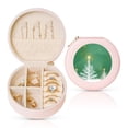 thumbnail image 1 of Yiaed Christmas Green Print Travel Jewelry Case Bridesmaid Gift Boxes Jewelry Travel Organizer Small Round Jewelry Box Mini Storage-Pink, 1 of 7