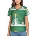 thumbnail image 1 of Yiaed Christmas Green Print Women's T Shirt V-Neck Short Sleeve Shirt Casual Breathable Tee Summer Tops-3X-Large, 1 of 5