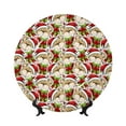 thumbnail image 1 of Yiaed Christmas Hat bear Print Bone China Decorative Plate Ceramic Dinner Plates Art Crafts with Display Stand-8in, 1 of 6