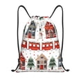 thumbnail image 1 of Yiaed Christmas Houses Print Drawstring Bags Drawstring Backpack Bulk String Back Pack Gym Sport Bag-Medium, 1 of 5