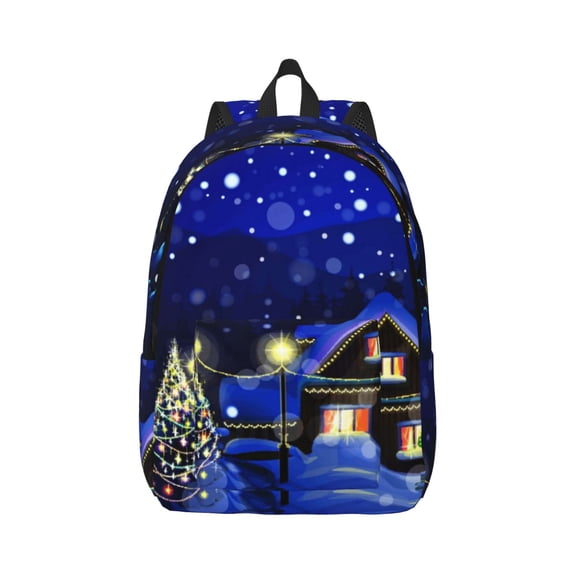 Yiaed Christmas Night Print Backpack, Premium Laptop Backpack, Travel Backpack for Women, Lightweight Backpacks, Comfortable Back Pack-Small