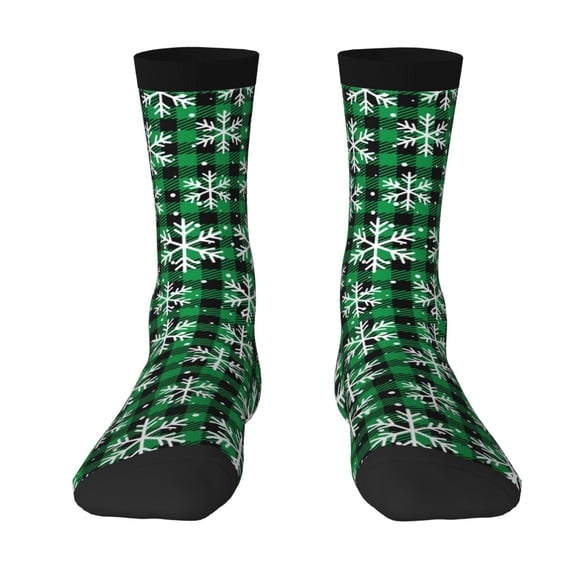 Yiaed Christmas Pattern At Buffalo Plaid Print Great elasticity Crew Socks Sports socks for Men and Women