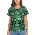 thumbnail image 1 of Yiaed Christmas Pattern At Buffalo Plaid Print Women's T Shirt V-Neck Short Sleeve Shirt Casual Breathable Tee Summer Tops-X-Large, 1 of 5
