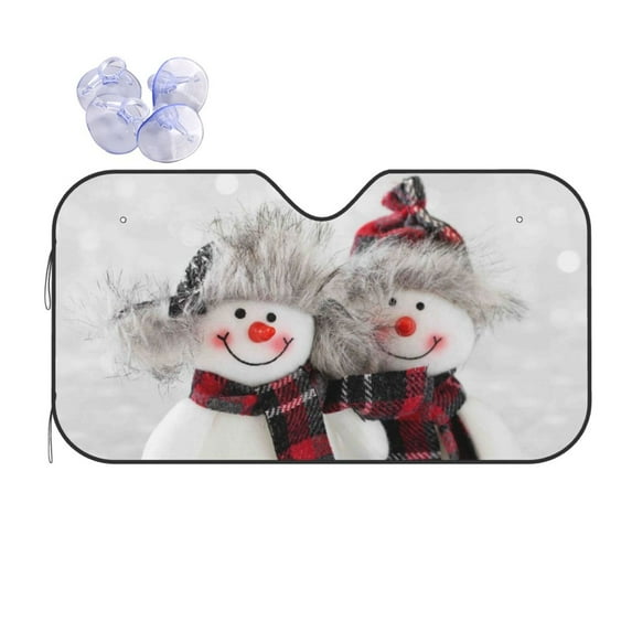 Yiaed Christmas Snowman With Hat Print Car Windshield Sunshade Front Auto Car Front Window Sun Shade Foldable Sun Visor Shield Cover Auto Accessories for Sedan SUV Truck-Small