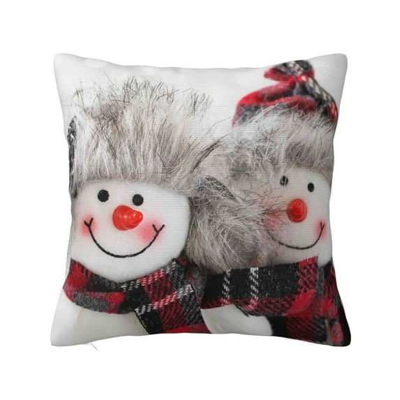 Yiaed Christmas Snowman With Hat Print Pillow Covers Super Soft Decorative Square Throw Pillow Covers Case Cushion Covers for Sofa Couch Bedroom Car Decor(No pillow core)-16"x16"