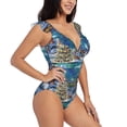 thumbnail image 1 of Yiaed Christmas Tree Print Women's Ruffled One Piece Swimsuit V Neck Swimwear Slimming Monokini for Woman-XX-Large, 1 of 8
