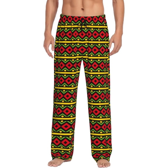 Yiaed Classic Color Music Print Men's Lounge Pants, Loose PJ Bottoms, Long Pajama Pants for Men-Medium