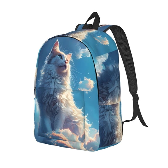 Yiaed Clear Sky Blue Cat Print Print Laptop Backpack Travel Canvas Backpack Vintage Aesthetic Backpack for School Knapsack Backpack Backpack for School-Small