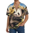 thumbnail image 1 of Yiaed Clear Sky Cute Sunflower Panda Print Mens Casual Wrinkle Free Shirts Short Sleeve Button Down Summer Stretch Dress Shirt-Large, 1 of 5