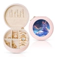 thumbnail image 1 of Yiaed Cloud Cute Rabbit Print Travel Jewelry Case Bridesmaid Gift Boxes Jewelry Travel Organizer Small Round Jewelry Box Mini Storage-Pink, 1 of 7