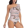 thumbnail image 1 of Yiaed Cloud Sloth Print Women One Piece Swimsuits Tummy Control One Shoulder Bathing Suits Pattern Ruffle Swimwear-Medium, 1 of 8