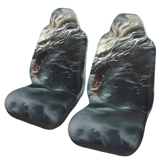 Yiaed Cloud White Dragon Print Car Seat Covers,Universal Auto Seats Protector Fits for Car,SUV Sedan,Truck,Automotive Seat Covers & Accessories(Two packs)