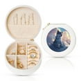 thumbnail image 1 of Yiaed Cloud Wolf Print Travel Jewelry Case Bridesmaid Gift Boxes Jewelry Travel Organizer Small Round Jewelry Box Mini Storage-White, 1 of 7
