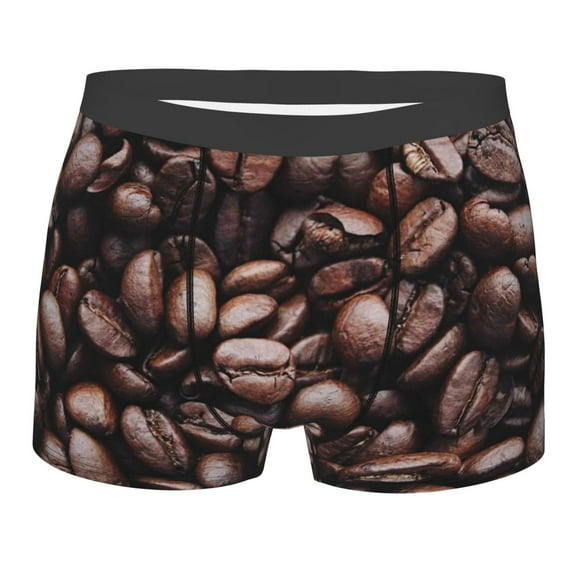 Yiaed Coffee Bean Print Men's Soft Cotton Boxer Shorts Breathable Boxers Underwear Moisture-Wicking Underwear Stretch Boxer Briefs for Man-XX-Large