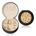 thumbnail image 1 of Yiaed Coffee Bun Hot Dog Print Travel Jewelry Case Bridesmaid Gift Boxes Jewelry Travel Organizer Small Round Jewelry Box Mini Storage-Black, 1 of 7