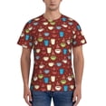 thumbnail image 1 of Yiaed Coffee Cups Print Mens Short Sleeve Tight Fit T-Shirt, Crewneck Casual Tee-Medium, 1 of 1