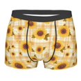 thumbnail image 1 of Yiaed Coffee Plaid Sunflower Print Men's Soft Cotton Boxer Shorts Breathable Boxers Underwear Moisture-Wicking Underwear Stretch Boxer Briefs for Man-XX-Large, 1 of 5
