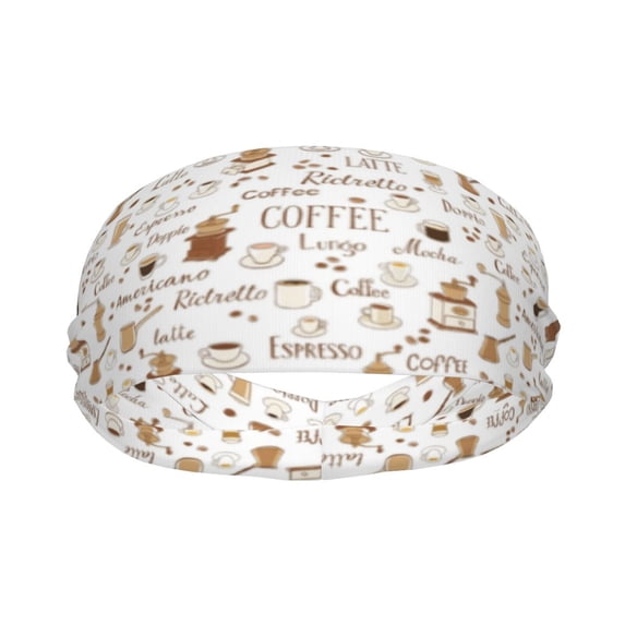 Yiaed Coffee Print Sports Headbands,Moisture Wicking Workout Headband, Sweatband Headbands for Running,Cycling for Women and Men