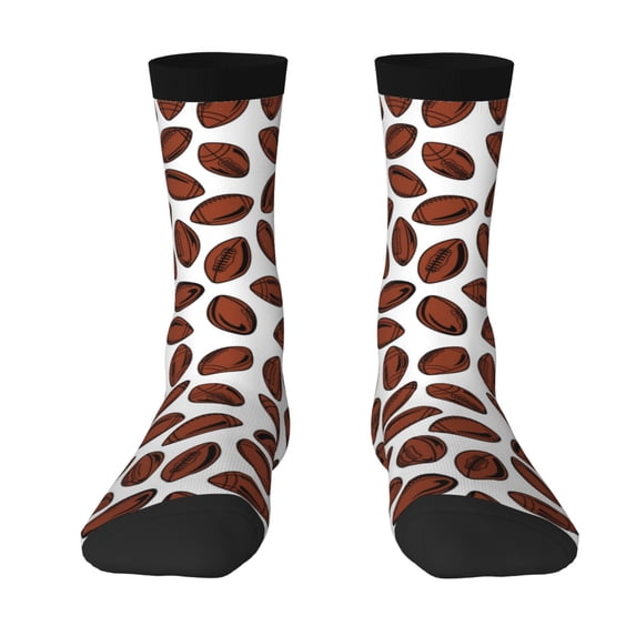 Yiaed Coffee Rugby Print Great elasticity Crew Socks Sports socks for Men and Women